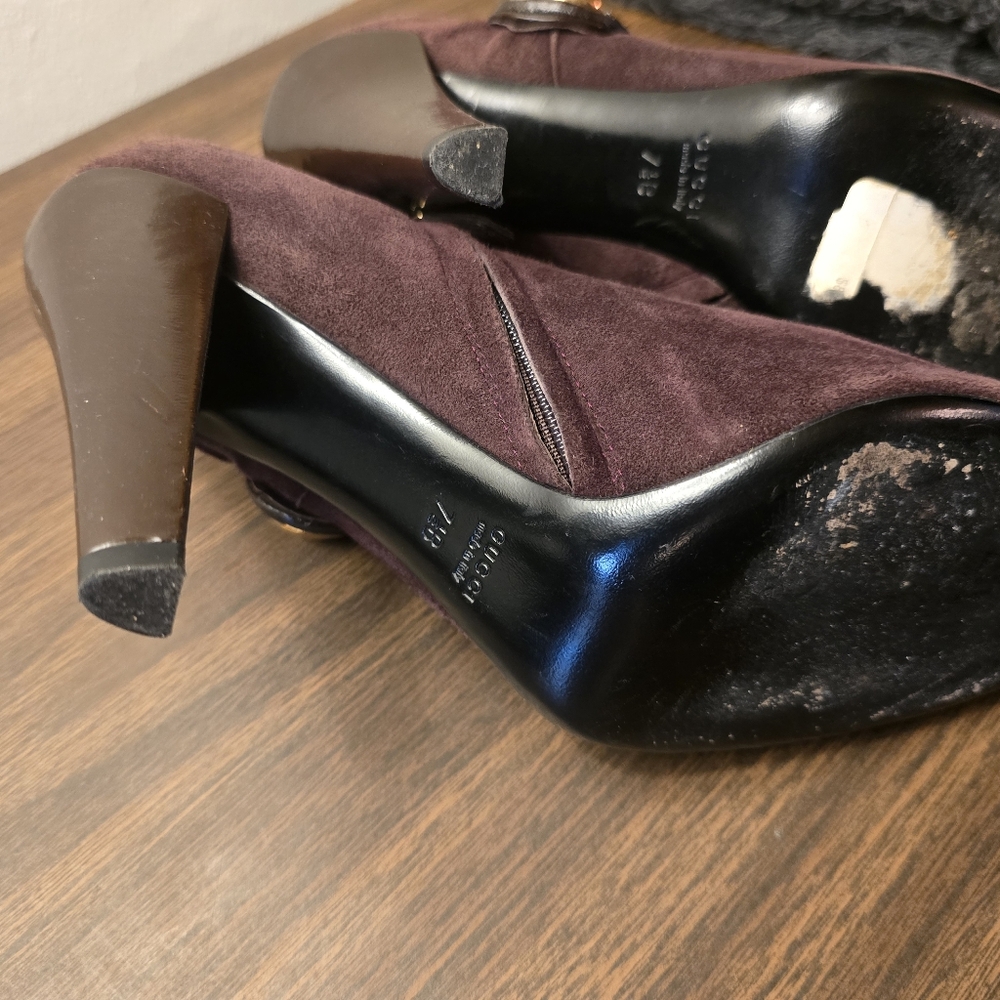Gucci Hysteria Brown Suede Booties Size 7.5 - Picture 5 of 9